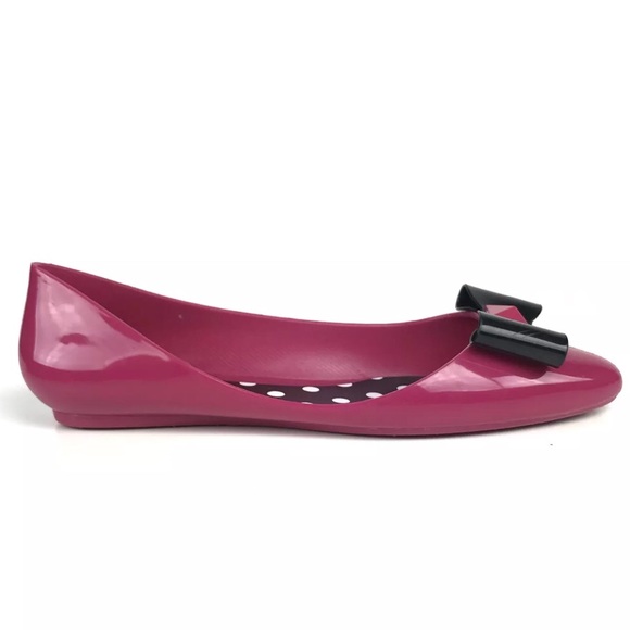 KATE SPADE PINK JELLY BALLERINA FLATS w Bow [SH-7] - Picture 6 of 7